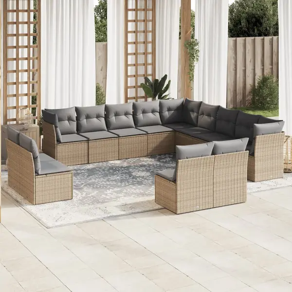 Gossi set canapele de gradina cu perne, 12 piese, bej, poliratan