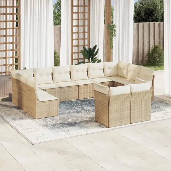 Gossi set canapele de gradina cu perne, 12 piese, bej, poliratan
