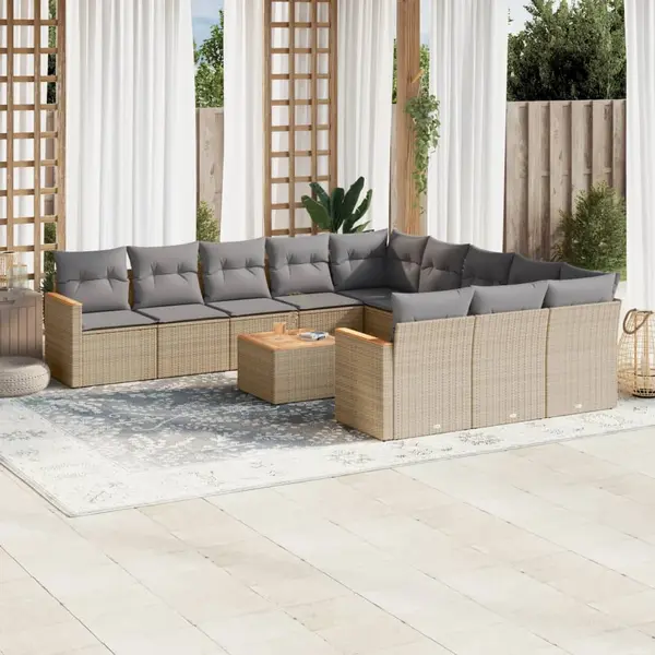 Gossi set canapele de gradina cu perne, 12 piese, bej, poliratan
