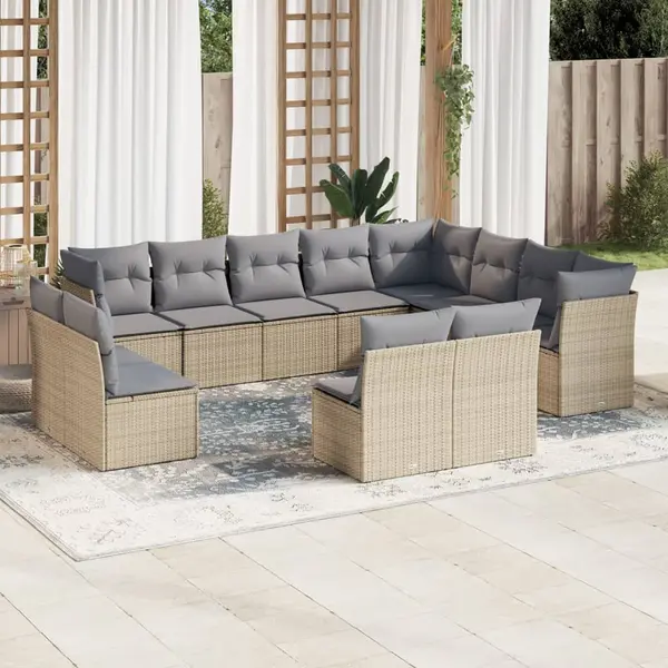 Gossi set canapele de gradina cu perne, 12 piese, bej, poliratan