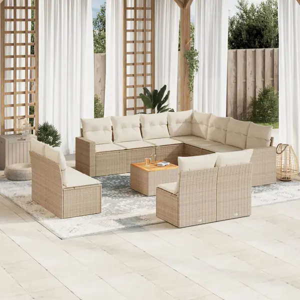 Gossi set canapele de gradina cu perne, 12 piese, bej, poliratan