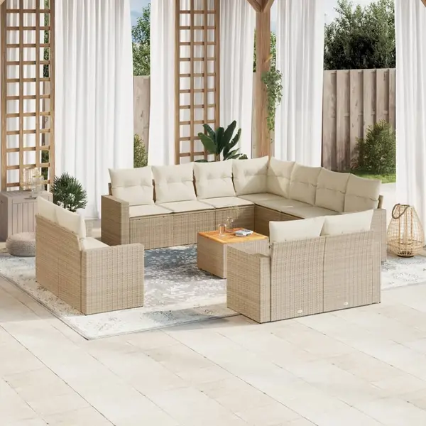 Gossi set canapele de gradina cu perne, 12 piese, bej, poliratan