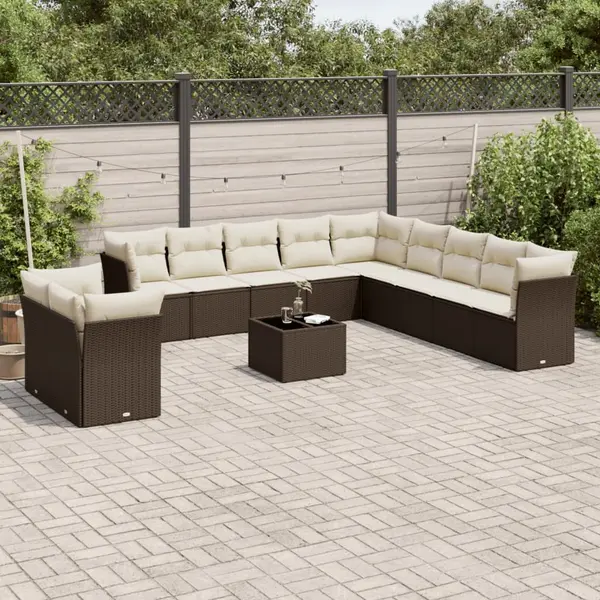Gossi set canapele de gradina cu perne, 12 piese, maro, poliratan