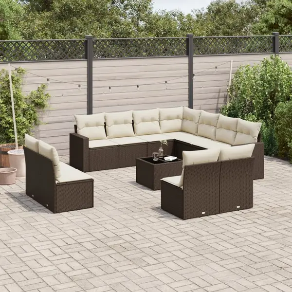 Gossi set canapele de gradina cu perne, 12 piese, maro, poliratan