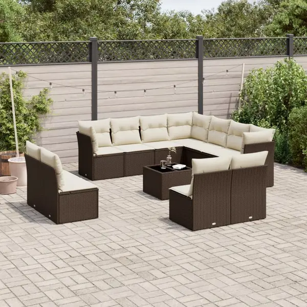 Gossi set canapele de gradina cu perne, 12 piese, maro, poliratan
