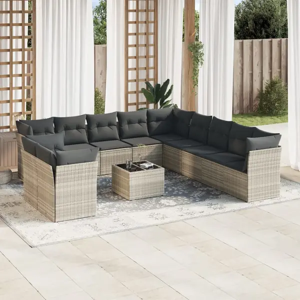 Gossi set canapele de gradina cu perne, 12piese gri deschis poliratan