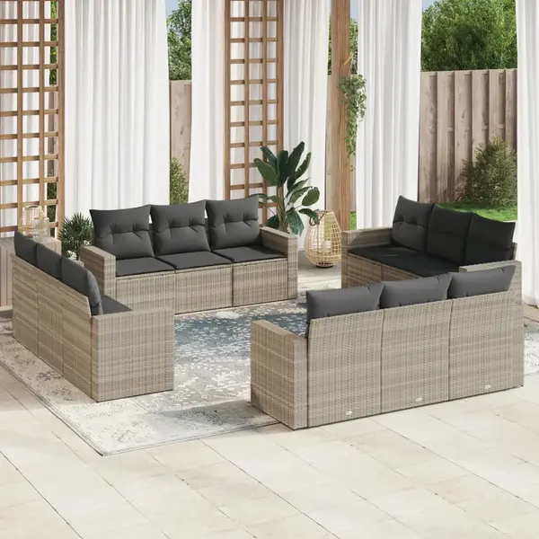 Gossi set canapele de gradina cu perne, 12piese gri deschis poliratan