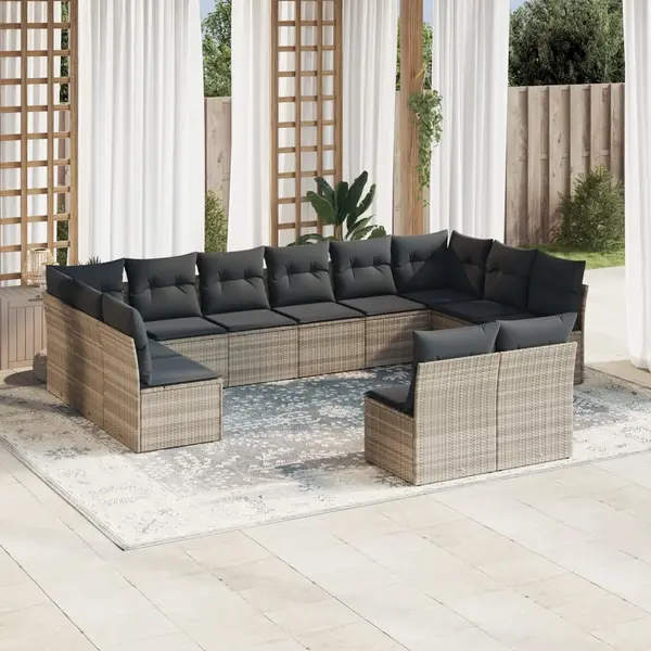 Gossi set canapele de gradina cu perne, 12piese gri deschis poliratan
