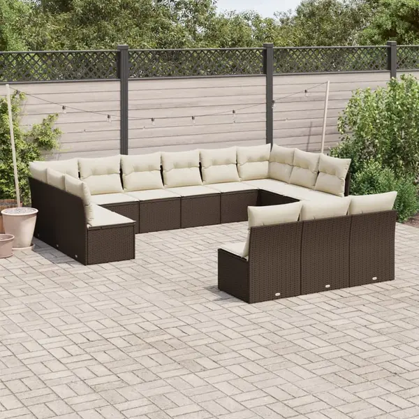 Gossi set canapele de gradina cu perne, 13 piese, maro, poliratan