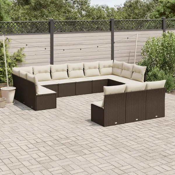 Gossi set canapele de gradina cu perne, 13 piese, maro, poliratan