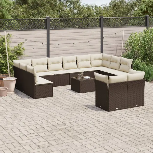 Gossi set canapele de gradina cu perne, 13 piese, maro, poliratan