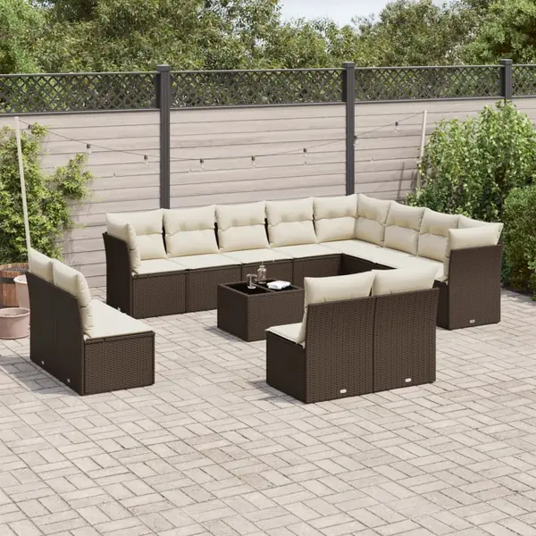 Gossi set canapele de gradina cu perne, 13 piese, maro, poliratan