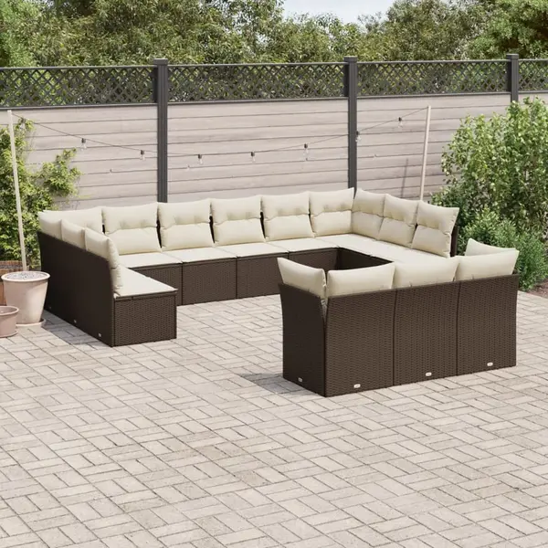 Gossi set canapele de gradina cu perne, 13 piese, maro, poliratan