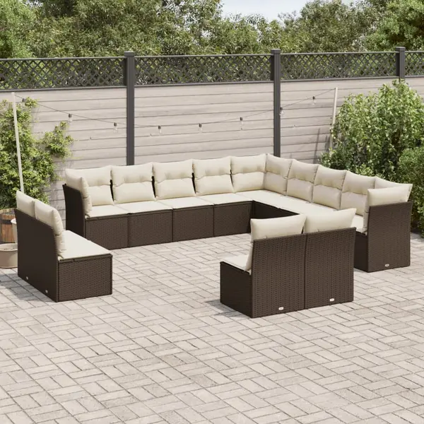 Gossi set canapele de gradina cu perne, 13 piese, maro, poliratan