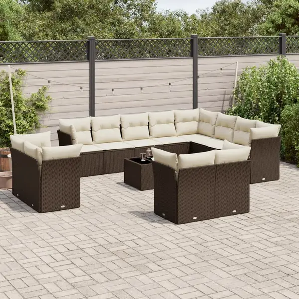 Gossi set canapele de gradina cu perne, 13 piese, maro, poliratan