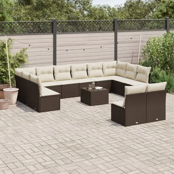 Gossi set canapele de gradina cu perne, 13 piese, maro, poliratan