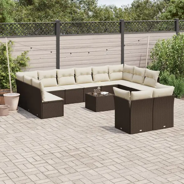 Gossi set canapele de gradina cu perne, 13 piese, maro, poliratan