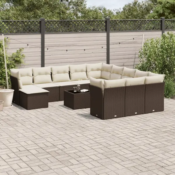 Gossi set canapele de gradina cu perne, 13 piese, maro, poliratan