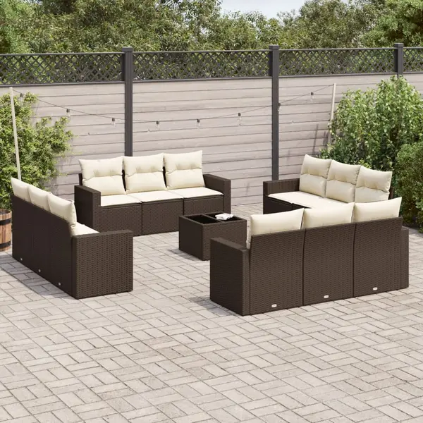 Gossi set canapele de gradina cu perne, 13 piese, maro, poliratan