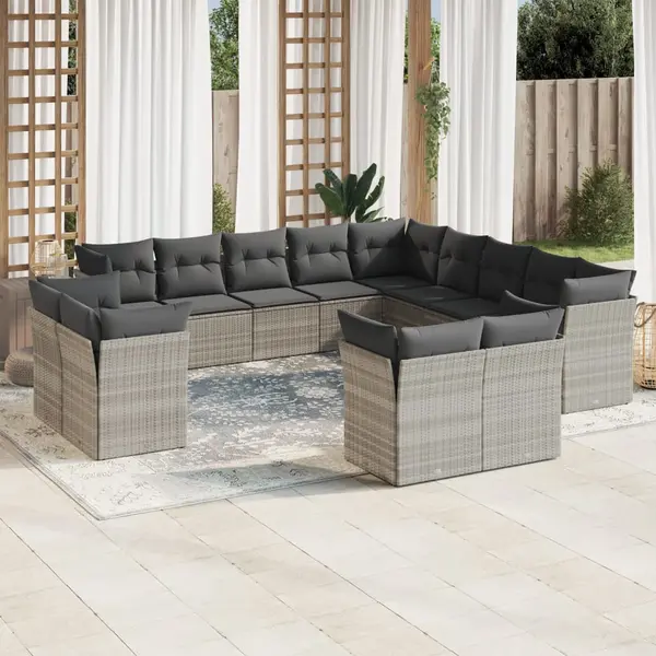 Gossi set canapele de gradina cu perne, 13piese gri deschis poliratan