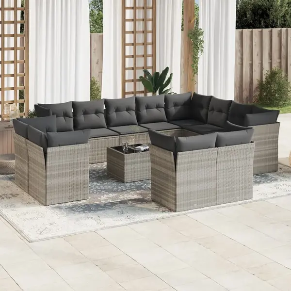 Gossi set canapele de gradina cu perne, 13piese gri deschis poliratan