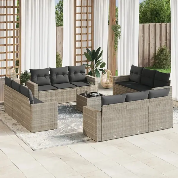 Gossi set canapele de gradina cu perne, 13piese gri deschis poliratan
