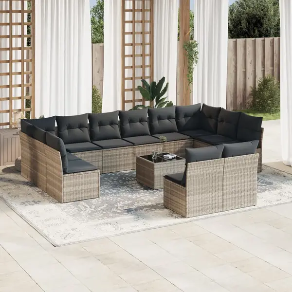 Gossi set canapele de gradina cu perne, 13piese gri deschis poliratan