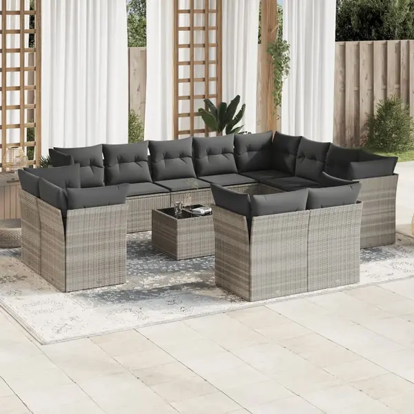 Gossi set canapele de gradina cu perne, 13piese gri deschis poliratan