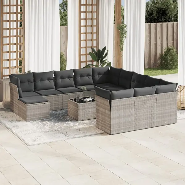Gossi set canapele de gradina cu perne, 13piese gri deschis poliratan