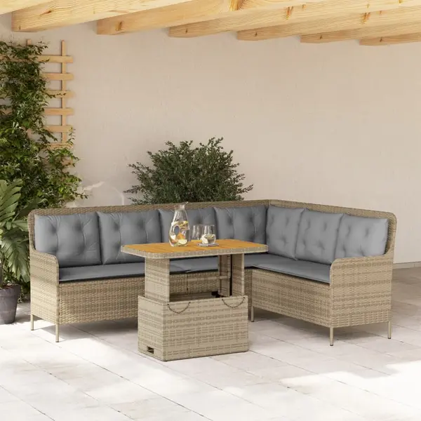 Gossi set canapele de gradina cu perne, 2 piese, bej, poliratan