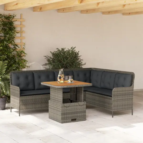 Gossi set canapele de gradina cu perne, 2 piese, gri, poliratan