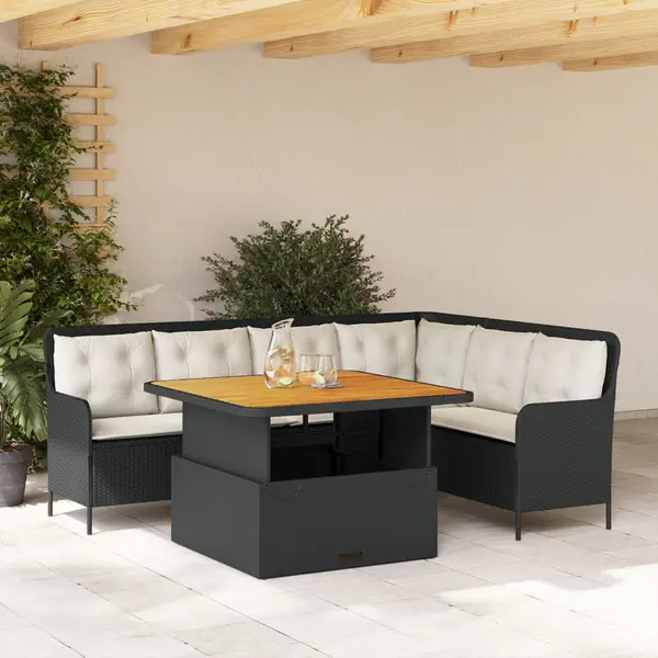 Gossi set canapele de gradina cu perne, 2 piese, negru, poliratan