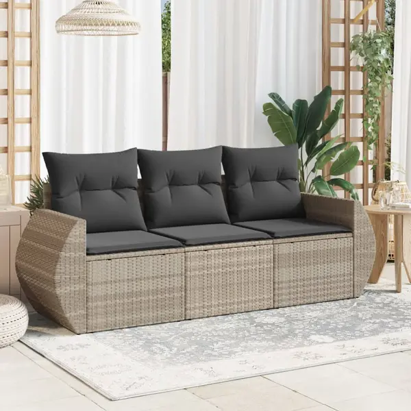 Gossi set canapele de gradina cu perne, 3 piese gri deschis poliratan
