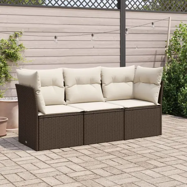 Gossi set canapele de gradina cu perne, 3 piese, maro, poliratan