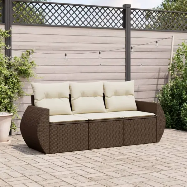 Gossi set canapele de gradina cu perne, 3 piese, maro, poliratan