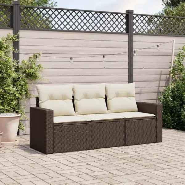 Gossi set canapele de gradina cu perne, 3 piese, maro, poliratan
