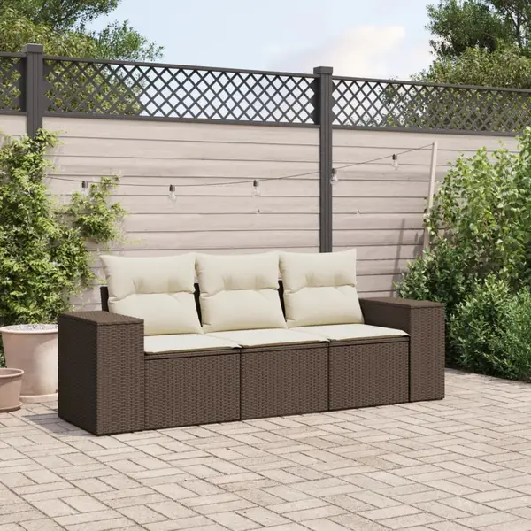 Gossi set canapele de gradina cu perne, 3 piese, maro, poliratan