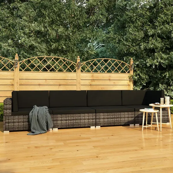 Gossi set canapele de gradina cu perne, 4 piese, gri, poliratan