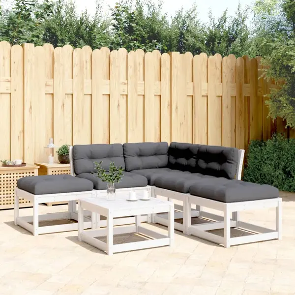 Gossi set canapele de gradina cu perne 5 piese alb lemn masiv de pin