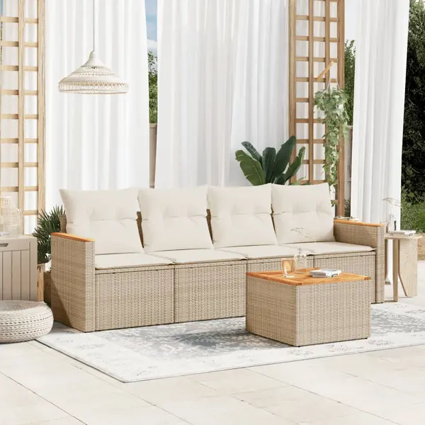 Gossi set canapele de gradina cu perne, 5 piese, bej, poliratan