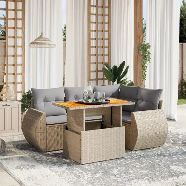 Gossi set canapele de gradina cu perne, 5 piese, bej, poliratan