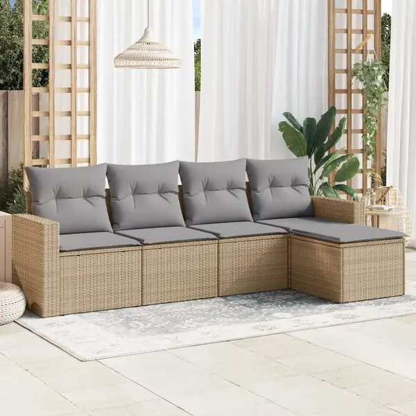 Gossi set canapele de gradina cu perne, 5 piese, bej, poliratan