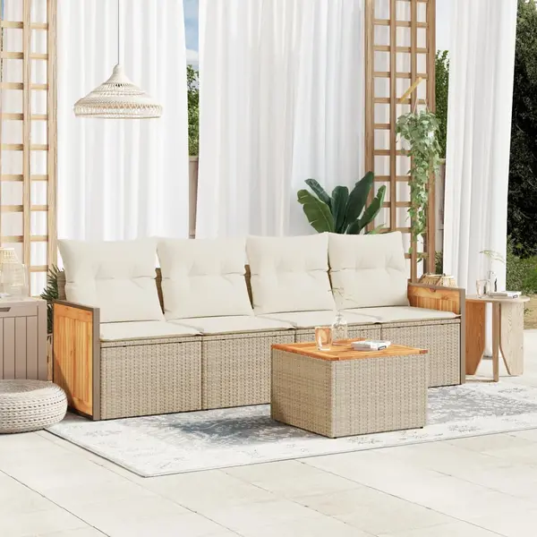 Gossi set canapele de gradina cu perne, 5 piese, bej, poliratan