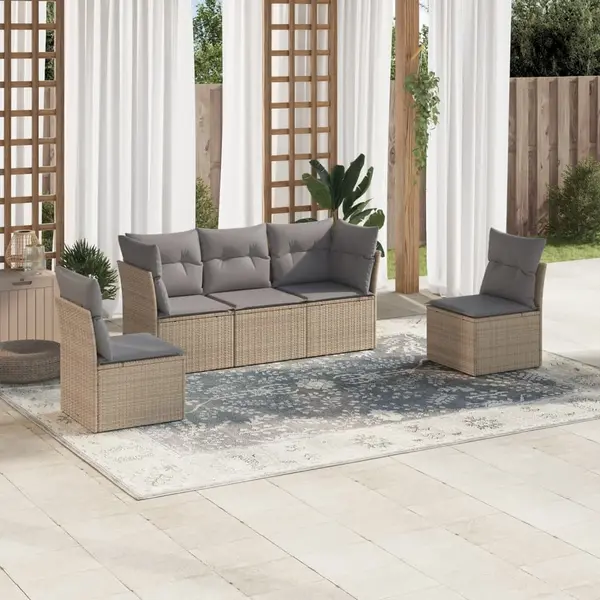 Gossi set canapele de gradina cu perne, 5 piese, bej, poliratan