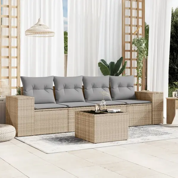 Gossi set canapele de gradina cu perne, 5 piese, bej, poliratan