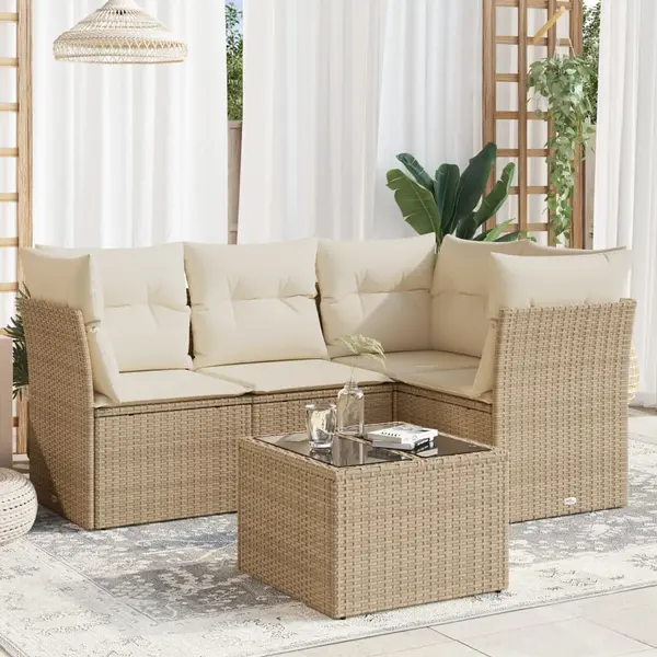 Gossi set canapele de gradina cu perne, 5 piese, bej, poliratan