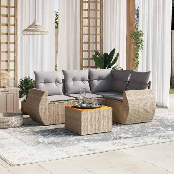 Gossi set canapele de gradina cu perne, 5 piese, bej, poliratan