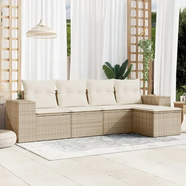 Gossi set canapele de gradina cu perne, 5 piese, bej, poliratan
