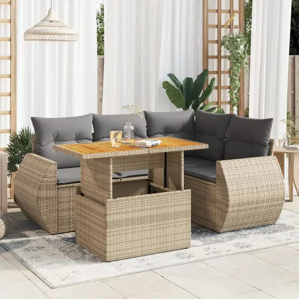 Gossi set canapele de gradina cu perne, 5 piese, bej, poliratan