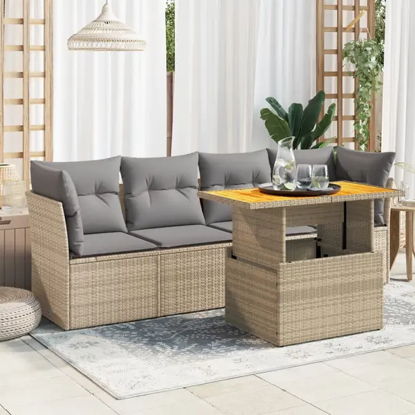 Gossi set canapele de gradina cu perne, 5 piese, bej, poliratan
